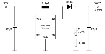 MT3608 step Up converter