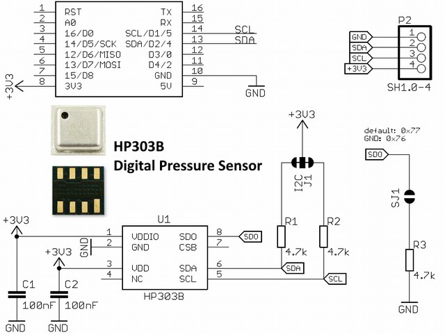 HP303B barometric pressure Shield - circuito